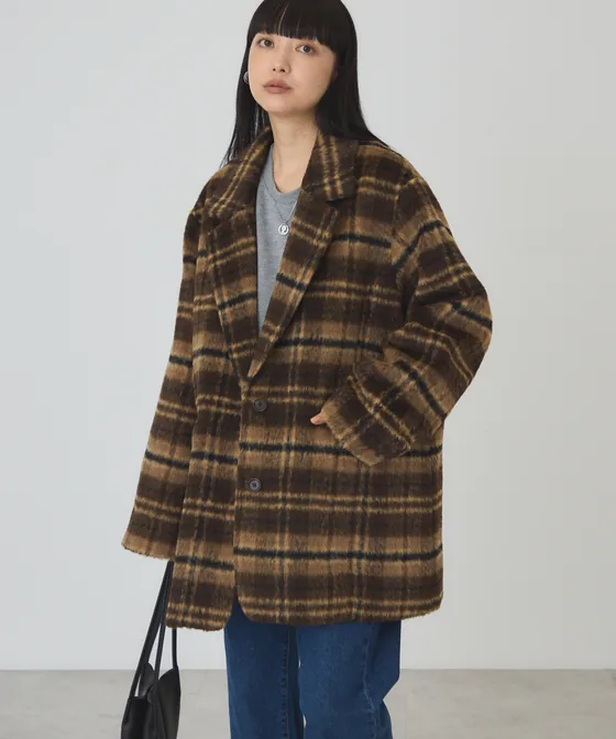 AMERICAN HOLIC シャギーチェックジャコット
